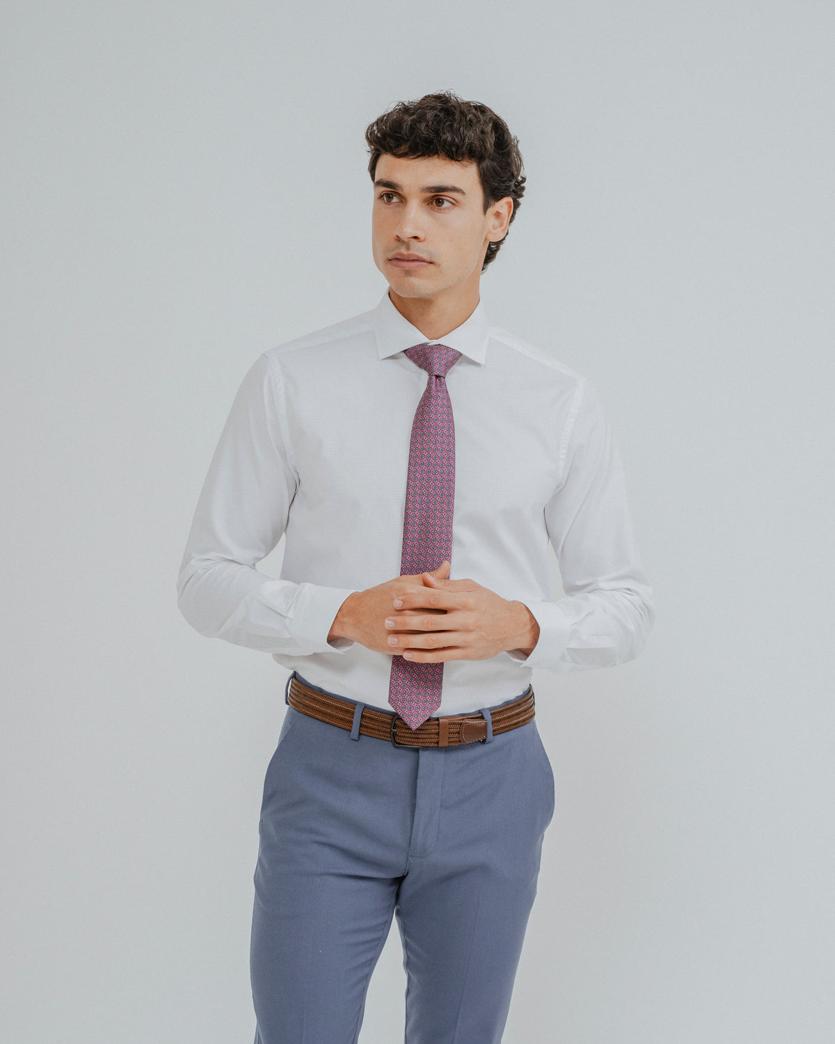 CAMISA DE VESTIR BRANCA BROCADA