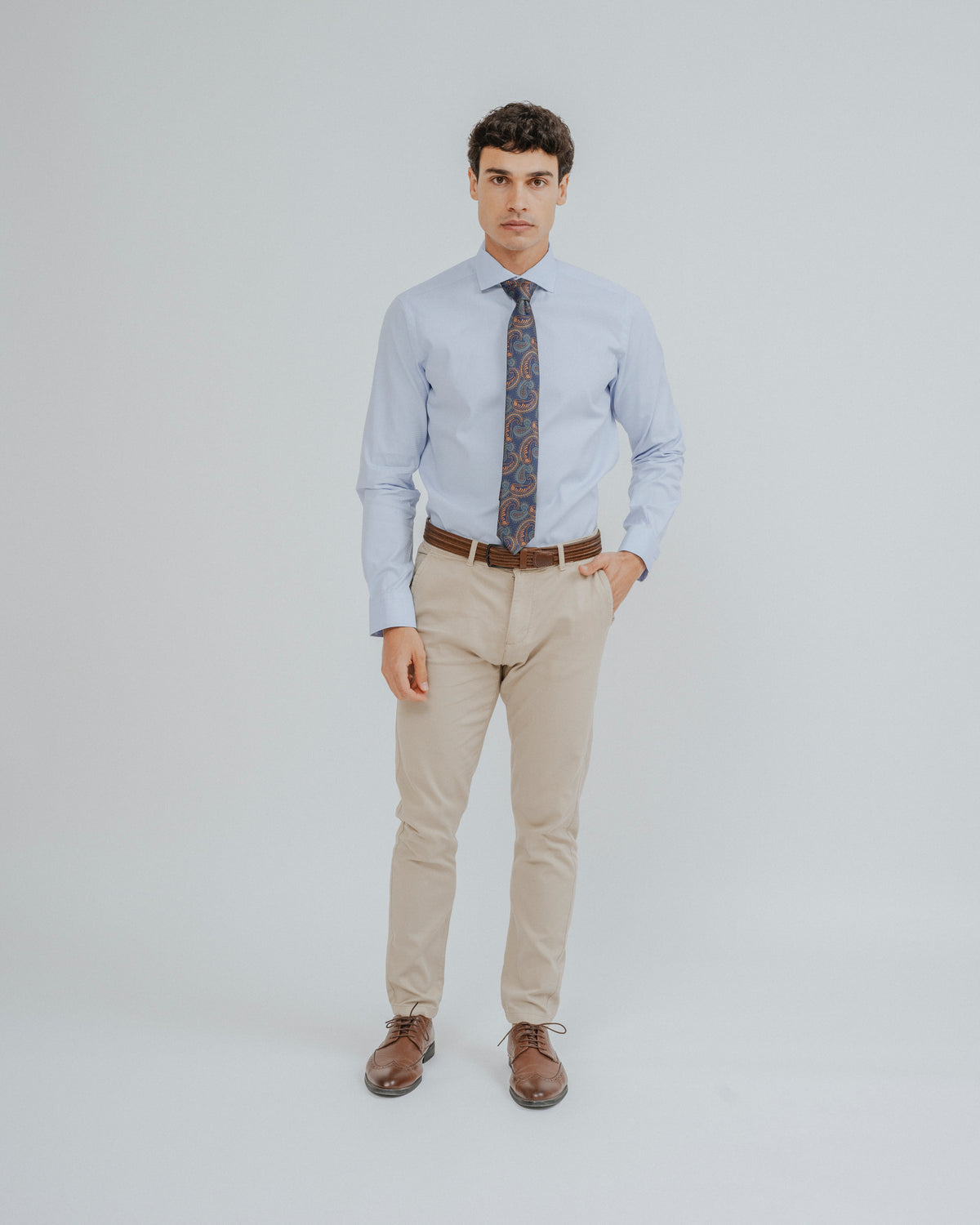 CAMISA VESTIR AZUL-CELESTE BROCADO