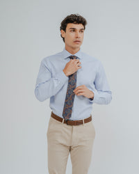 CAMISA VESTIR AZUL-CELESTE BROCADO