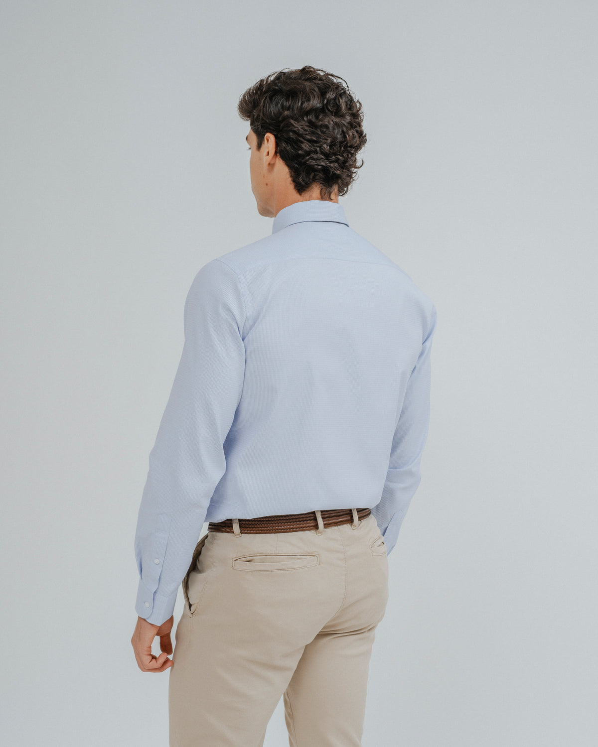 CAMISA VESTIR AZUL-CELESTE BROCADO