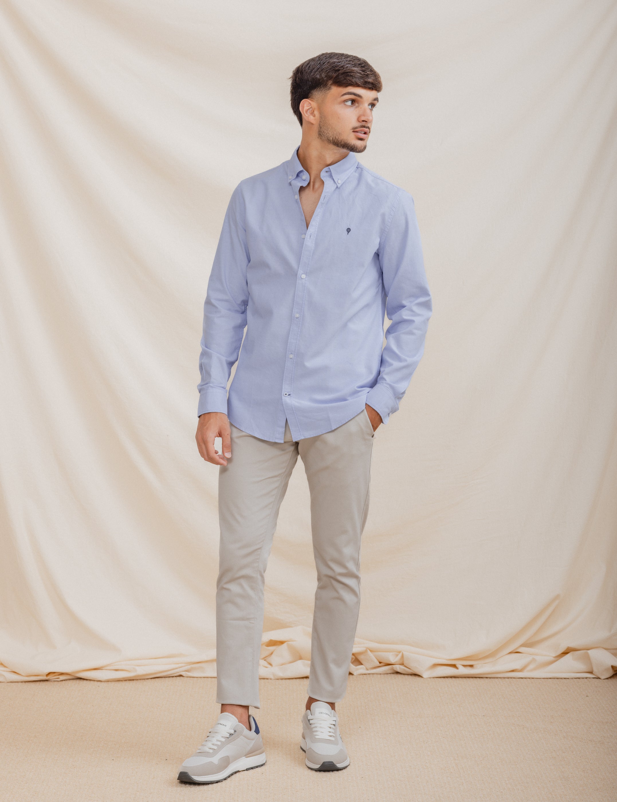 CAMISA OXFORD CELESTE