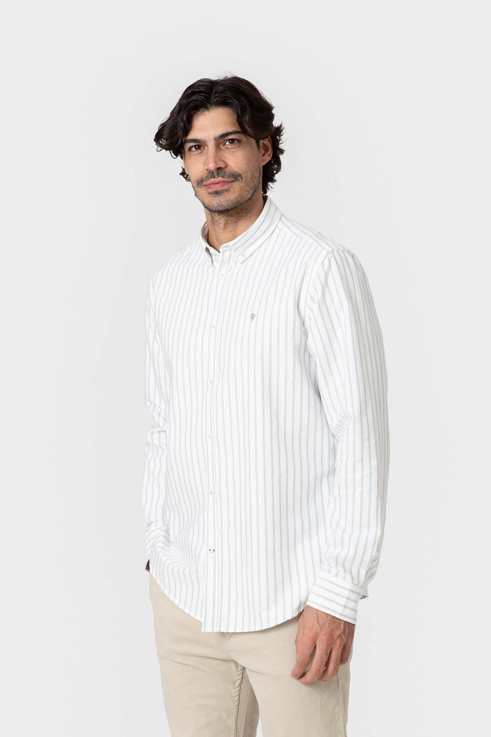 CAMISA OXFORD RAYAS VERDE