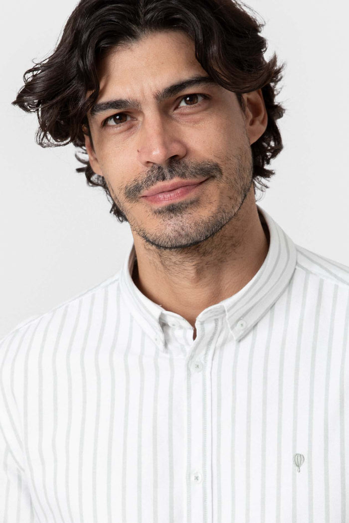 CAMISA OXFORD RAYAS VERDE