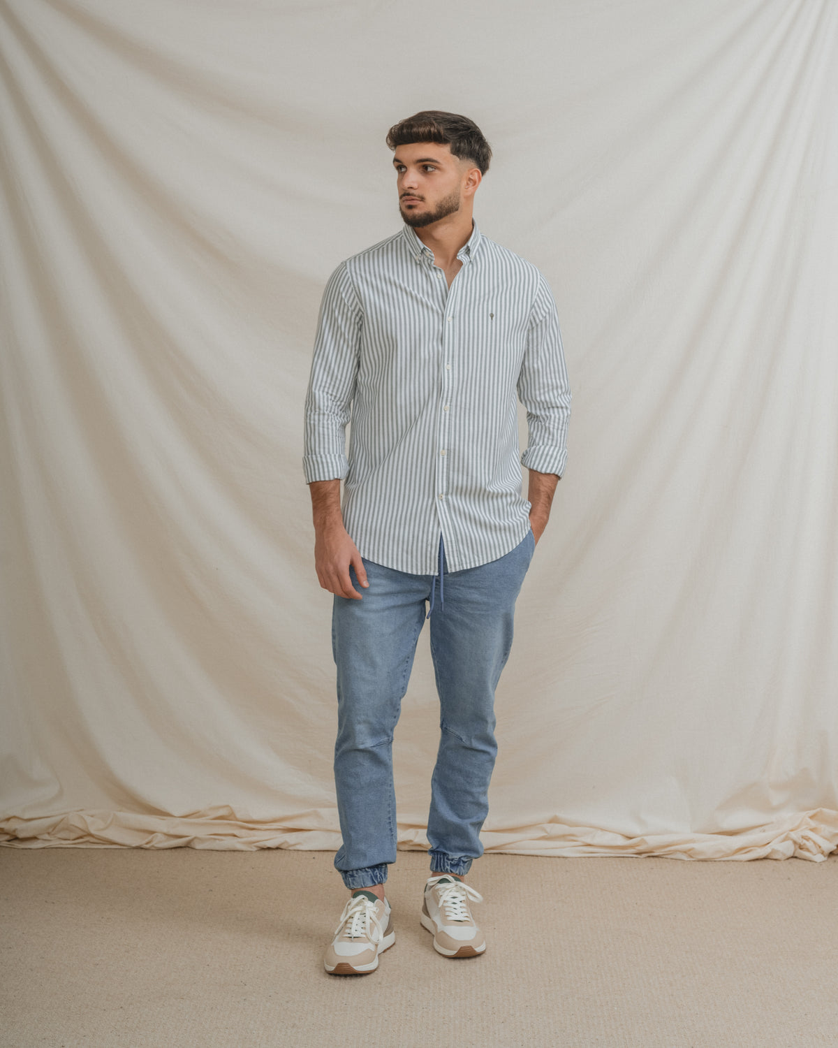CAMISA OXFORD LISTRA VERDE