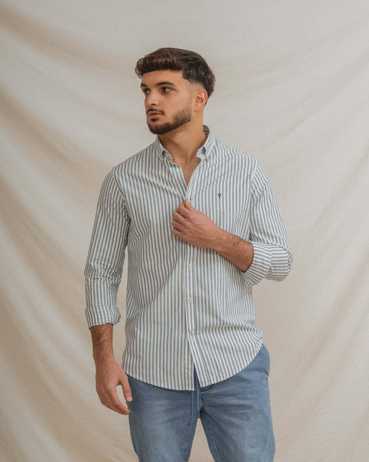 CAMISA OXFORD LISTRA VERDE