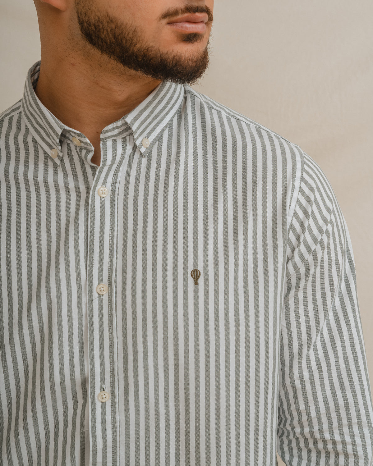CAMISA OXFORD LISTRA VERDE