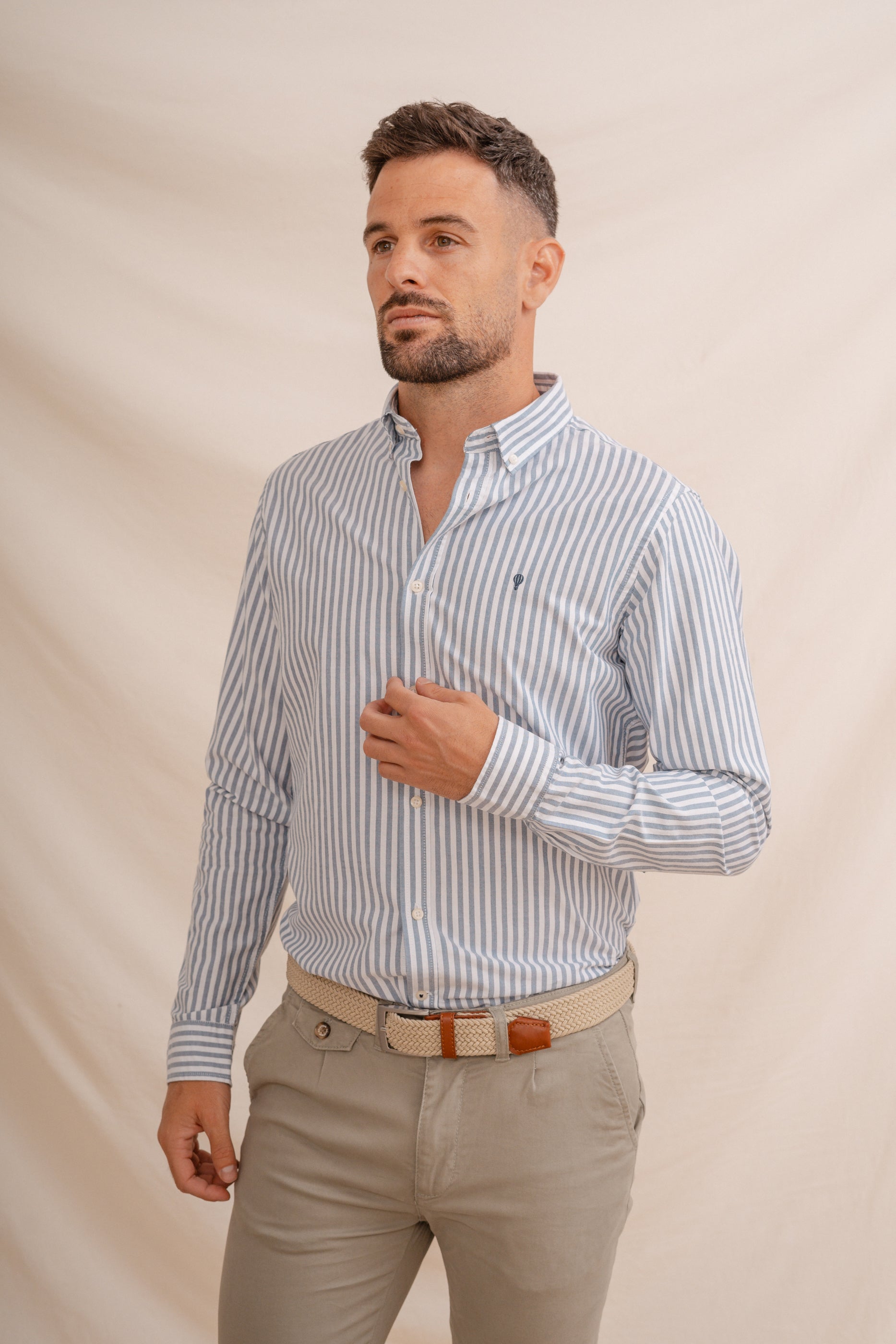 CAMISA OXFORD RAYA CELESTE