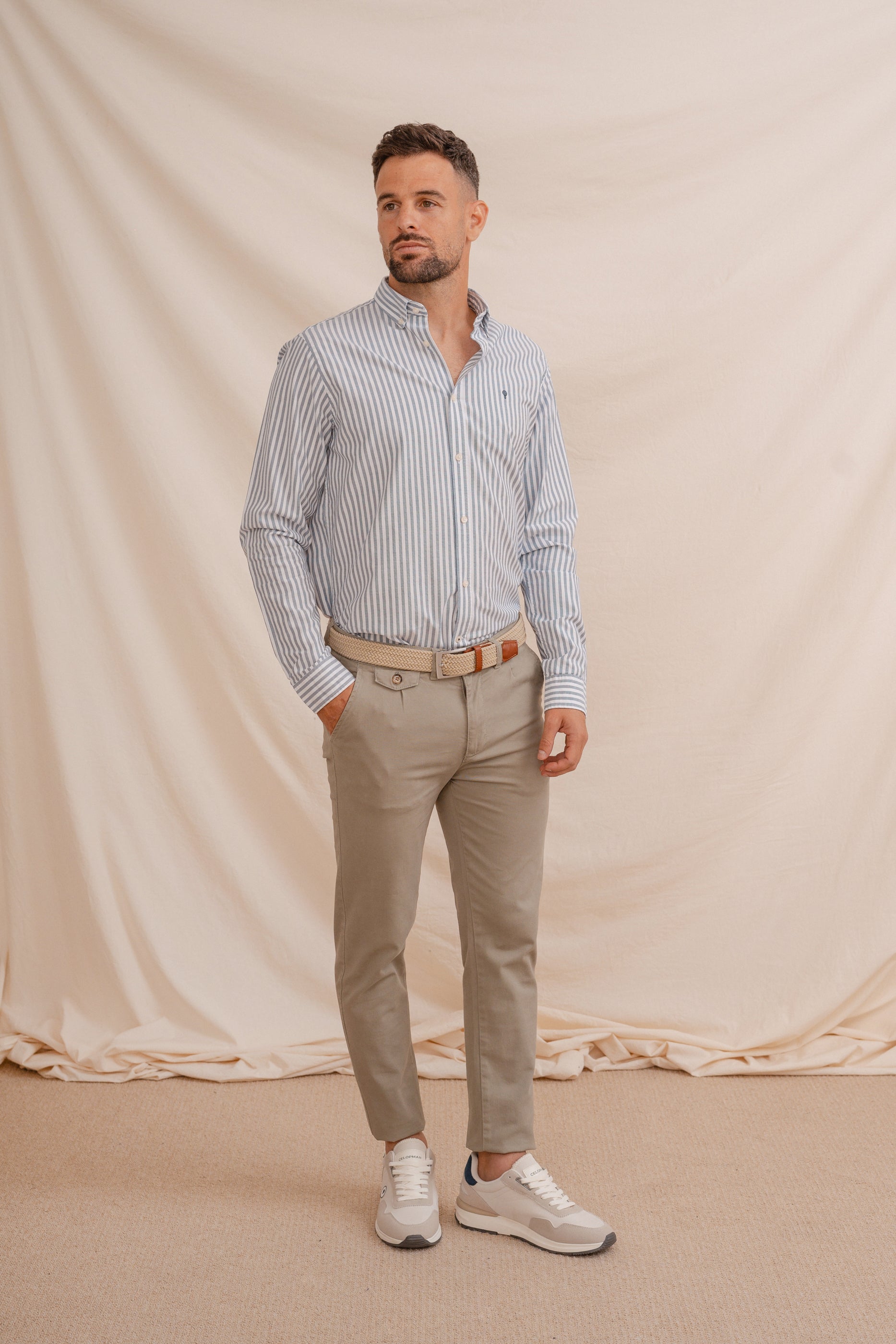 CAMISA OXFORD RAYA CELESTE