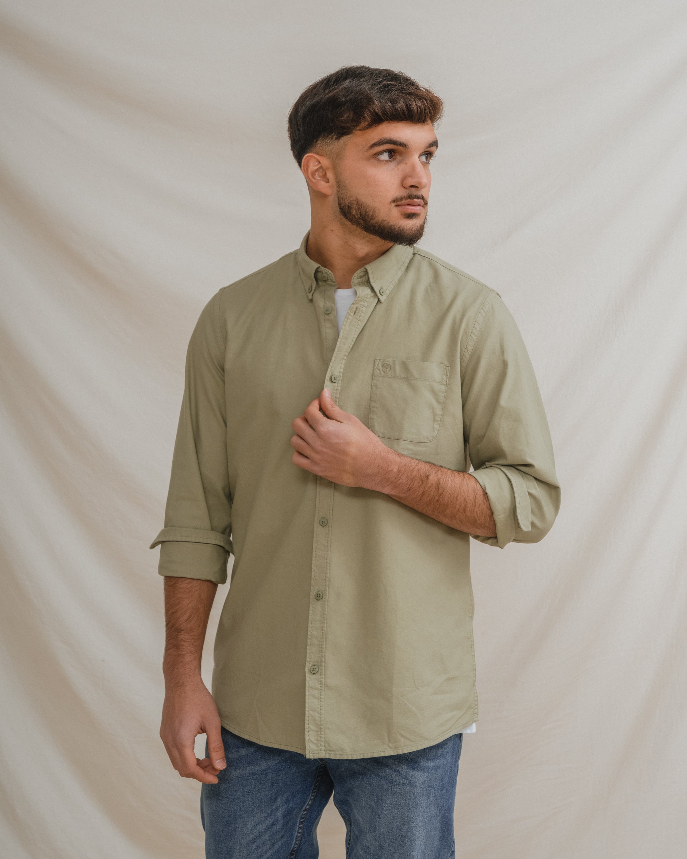 CAMISA OXFORD BOLSILLO VERDE