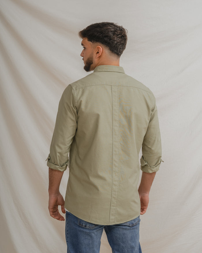 CAMISA OXFORD BOLSILLO VERDE