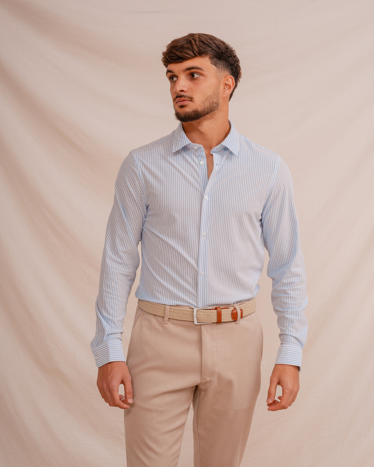 CAMISA DE LISTAS AZUL-CLARAS