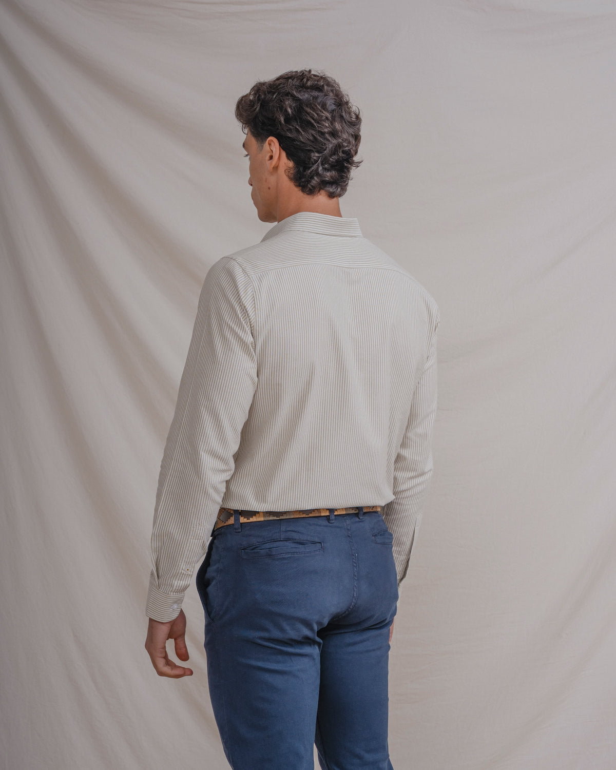 CAMISA OXFORD LISTRADA VERDE