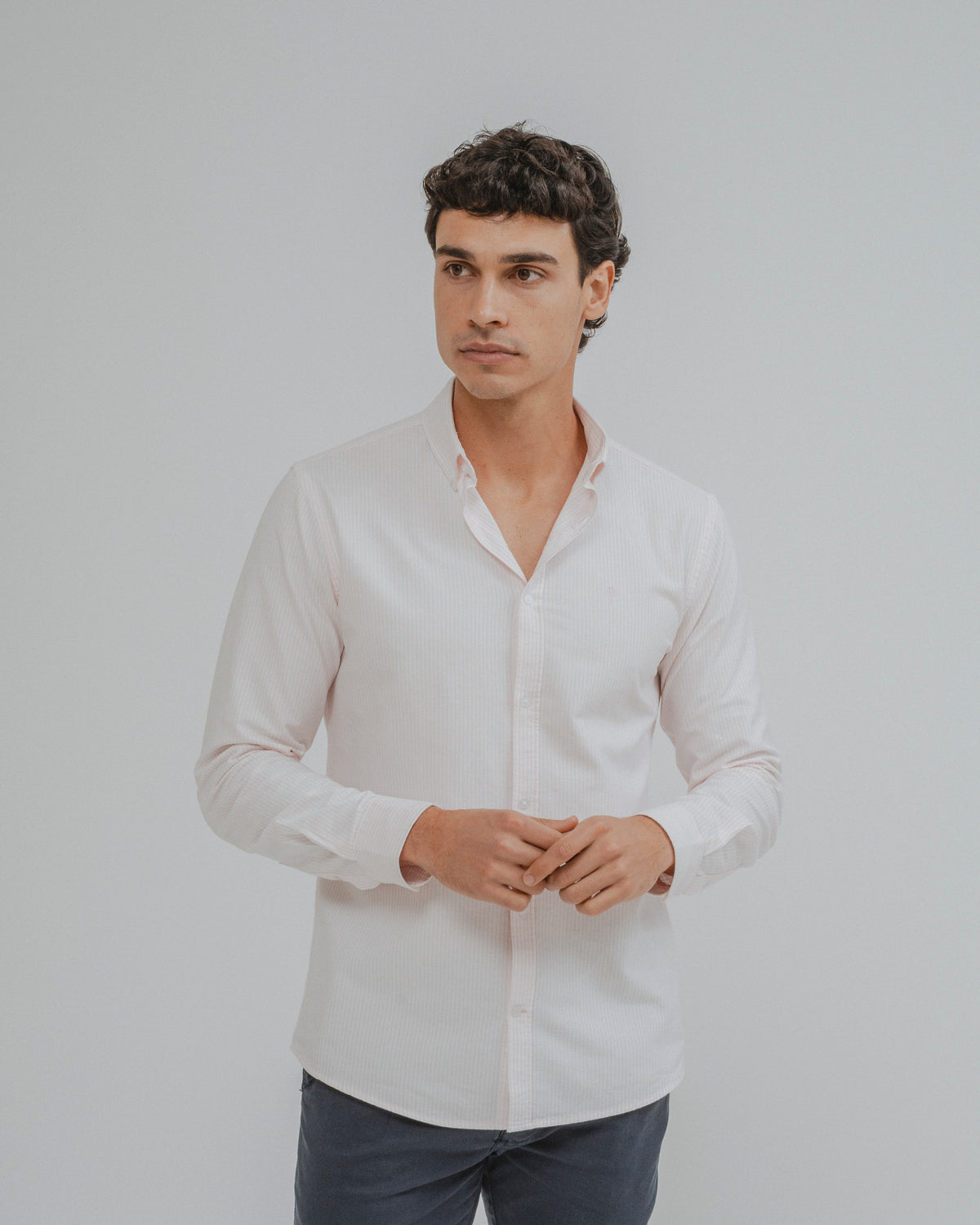 CAMISA OXFORD LISTRADA COR-DE-ROSA