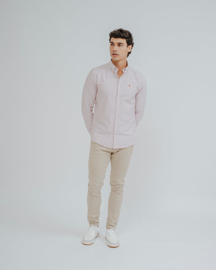 CAMISA OXFORD RAYA ROJA