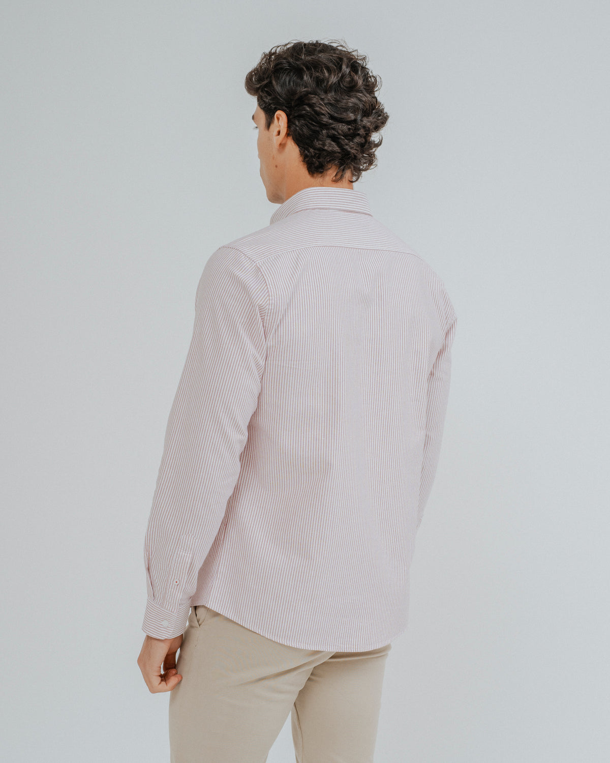 CAMISA OXFORD LISTRADA VERMELHA