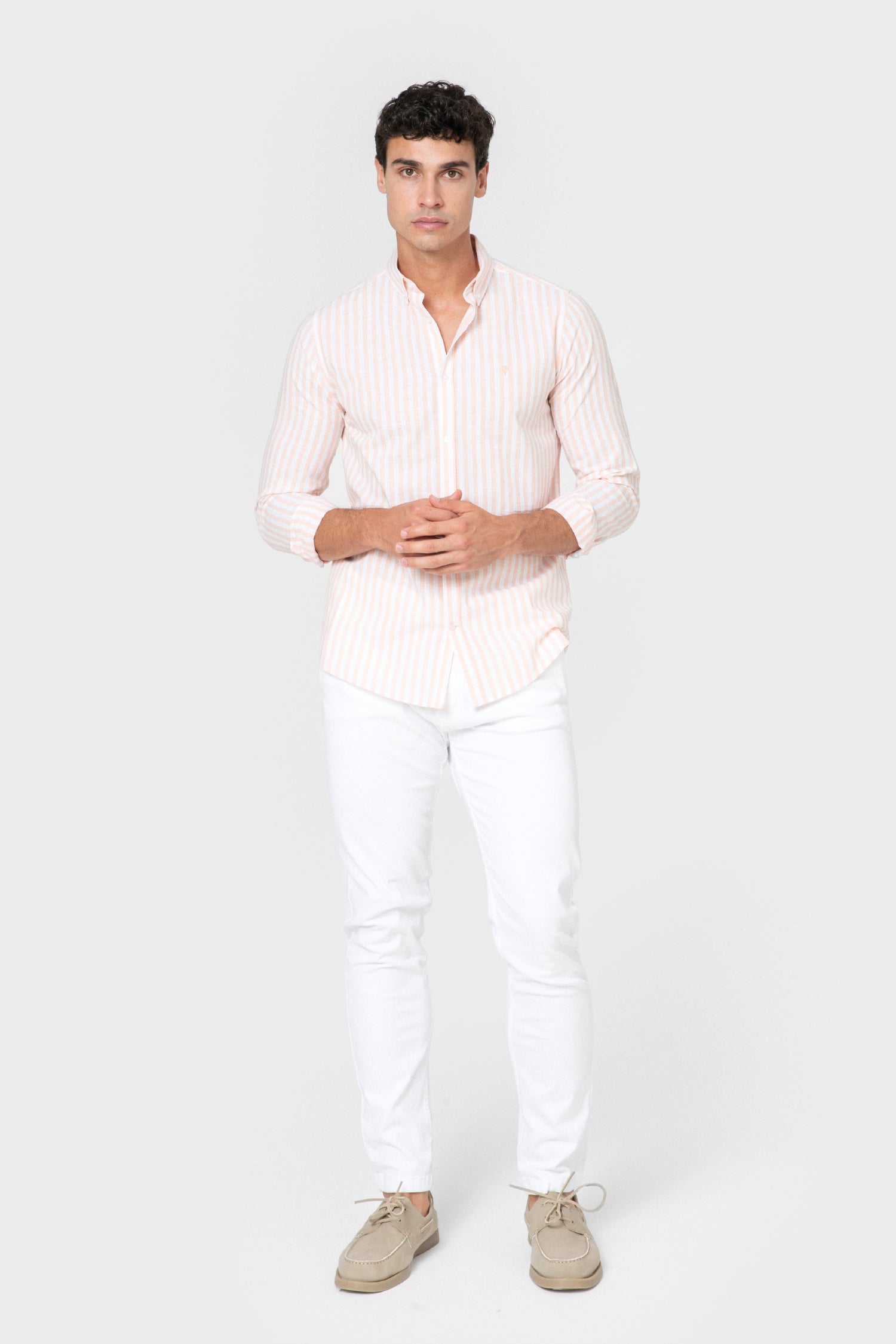 CAMISA LINO RAYA NARANJA