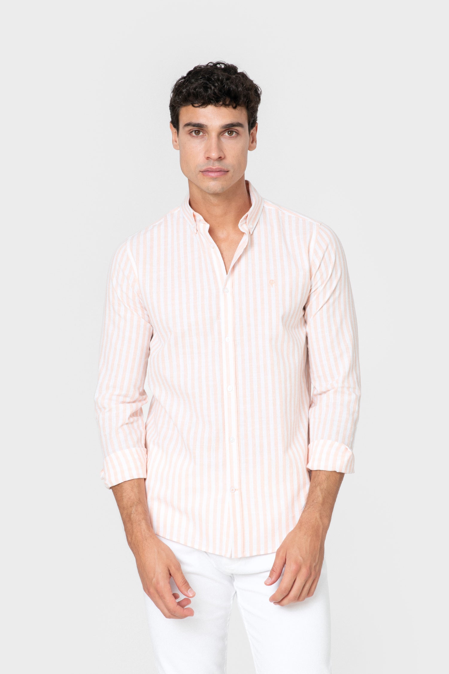 CAMISA LINO RAYA NARANJA