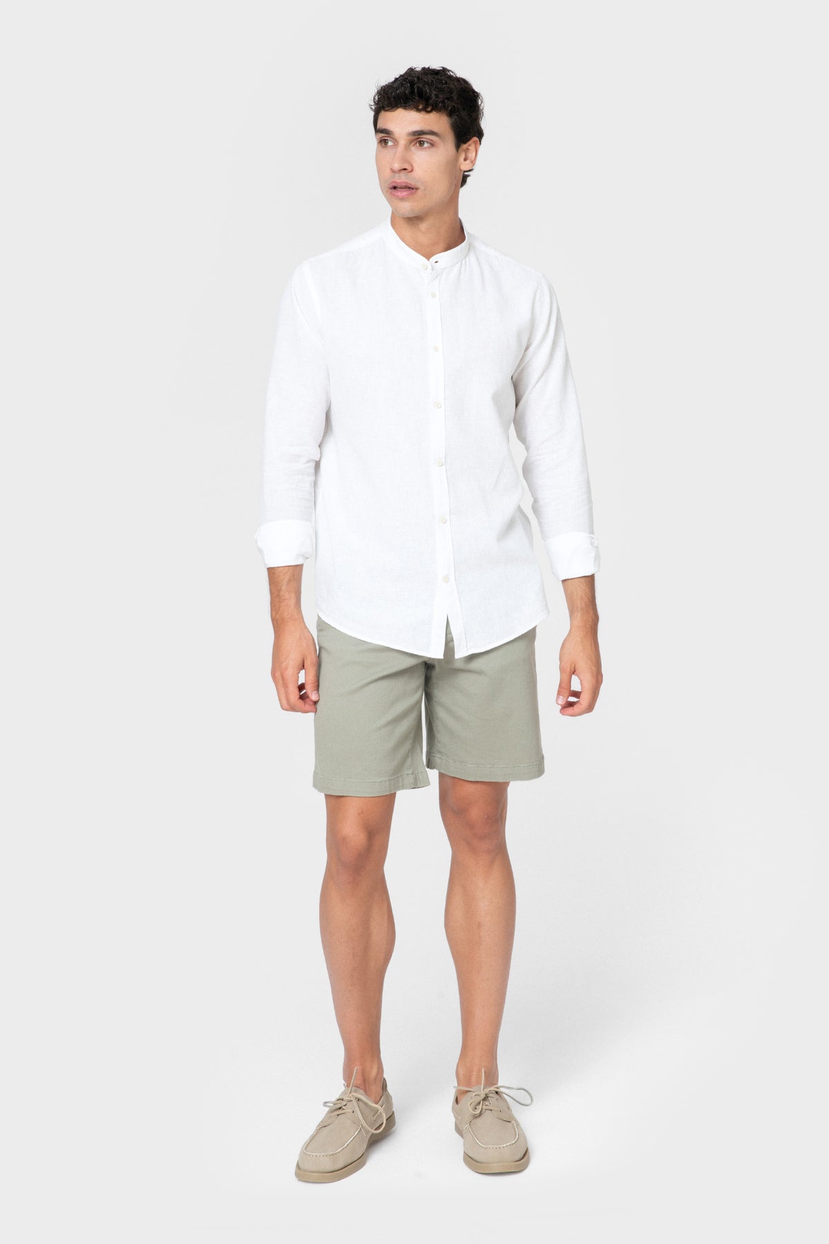 CAMISA LINHO BRANCA GOLA MAO
