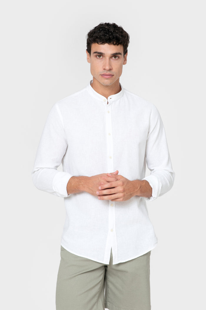 CAMISA LINO BLANCA CUELLO MAO