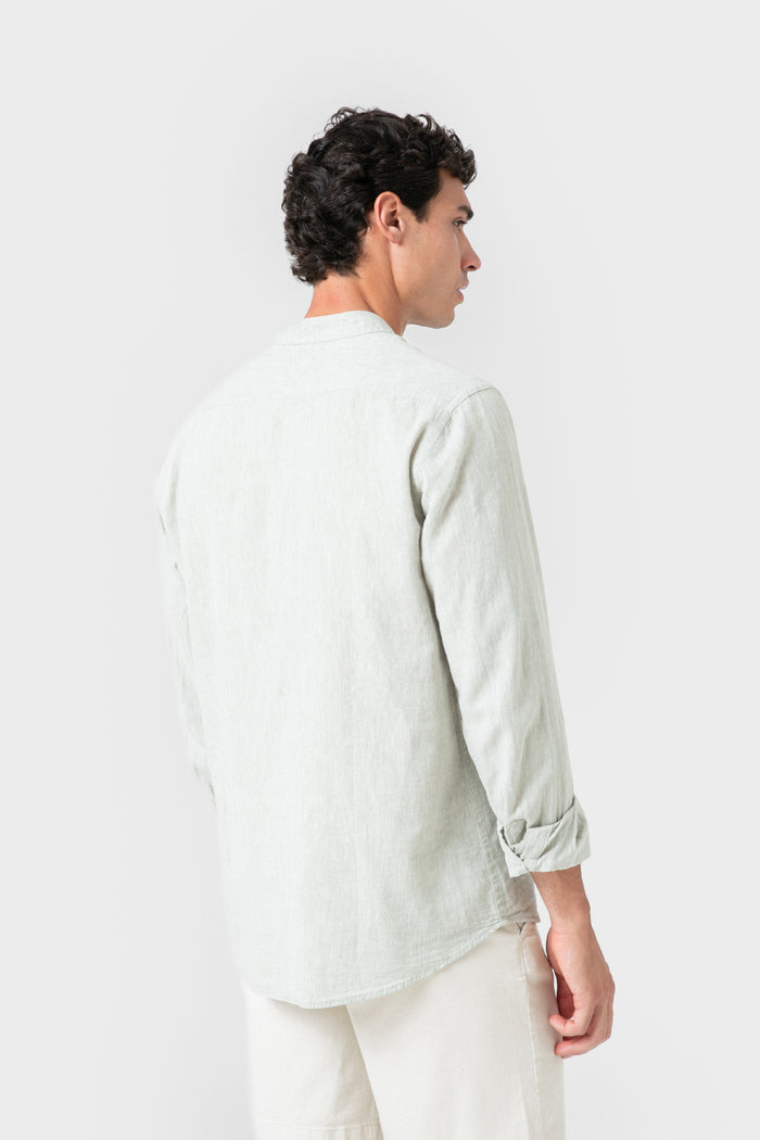 CAMISA LINO VERDE CUELLO MAO