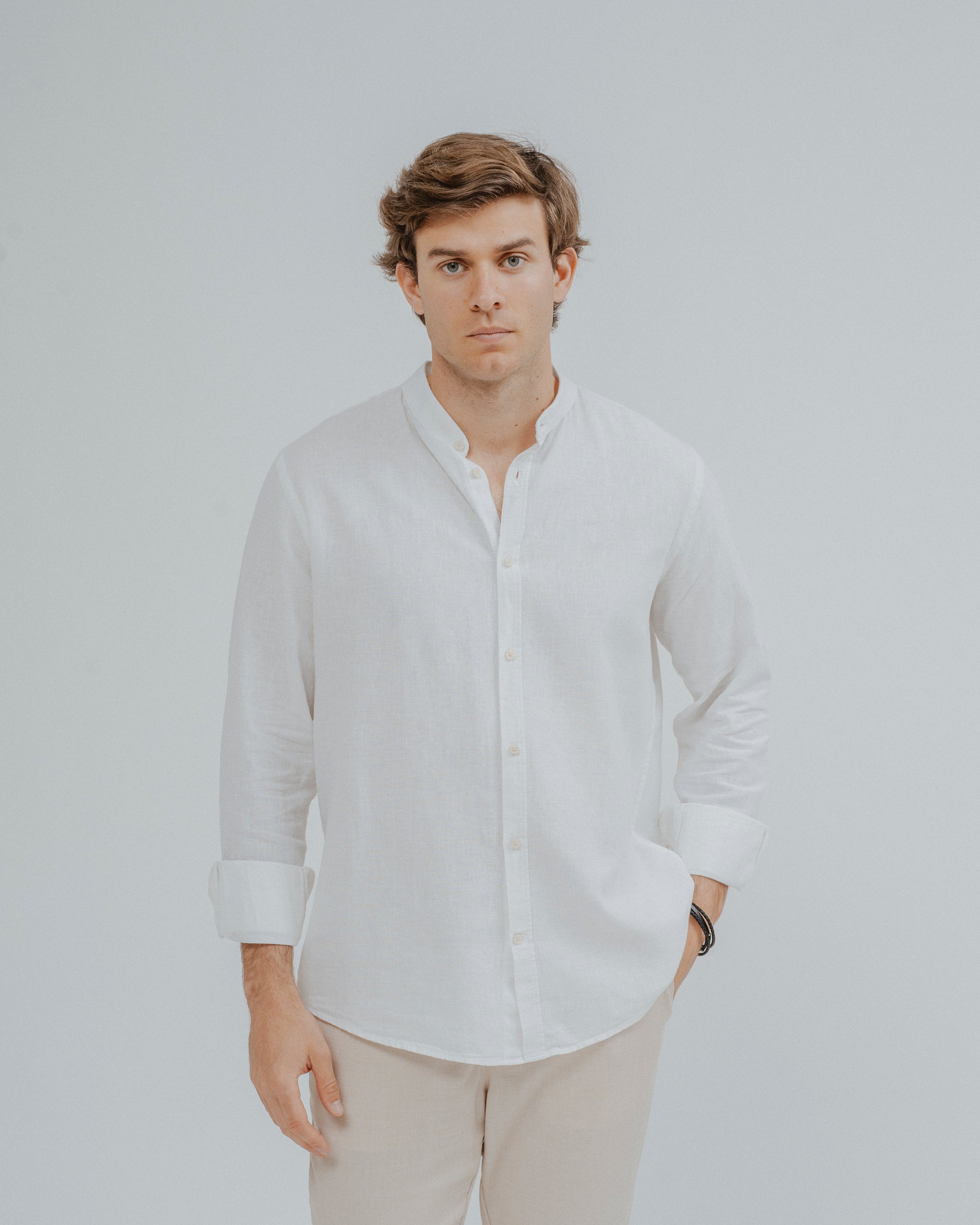 CAMISA LINO BLANCA CUELLO MAO