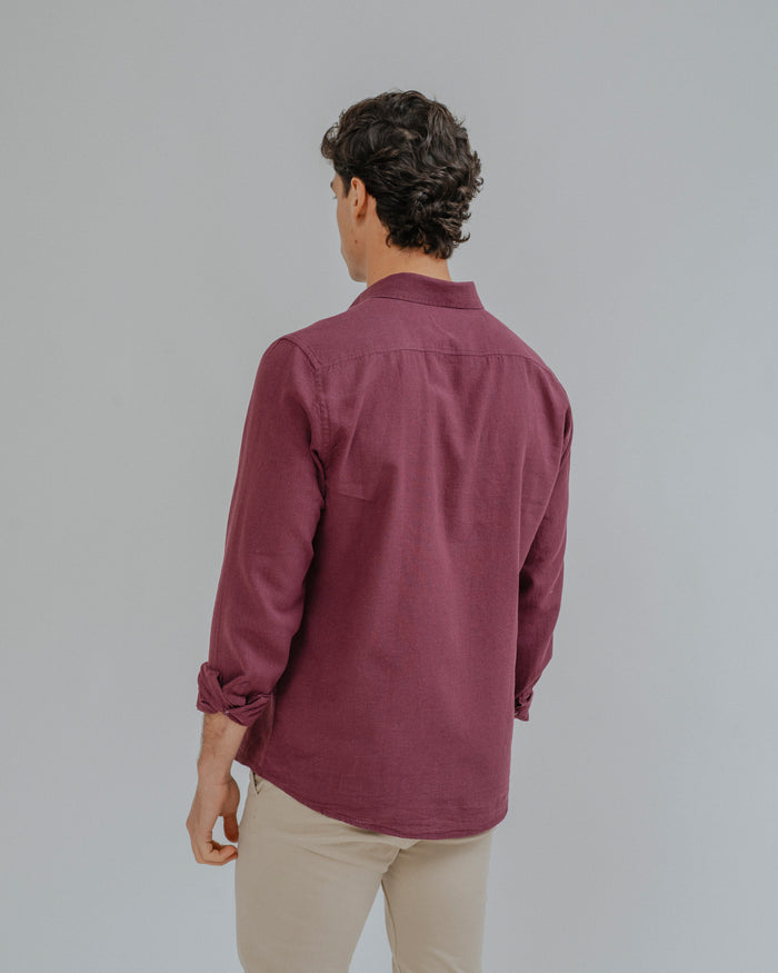 CAMISA LINHO BORDÔ