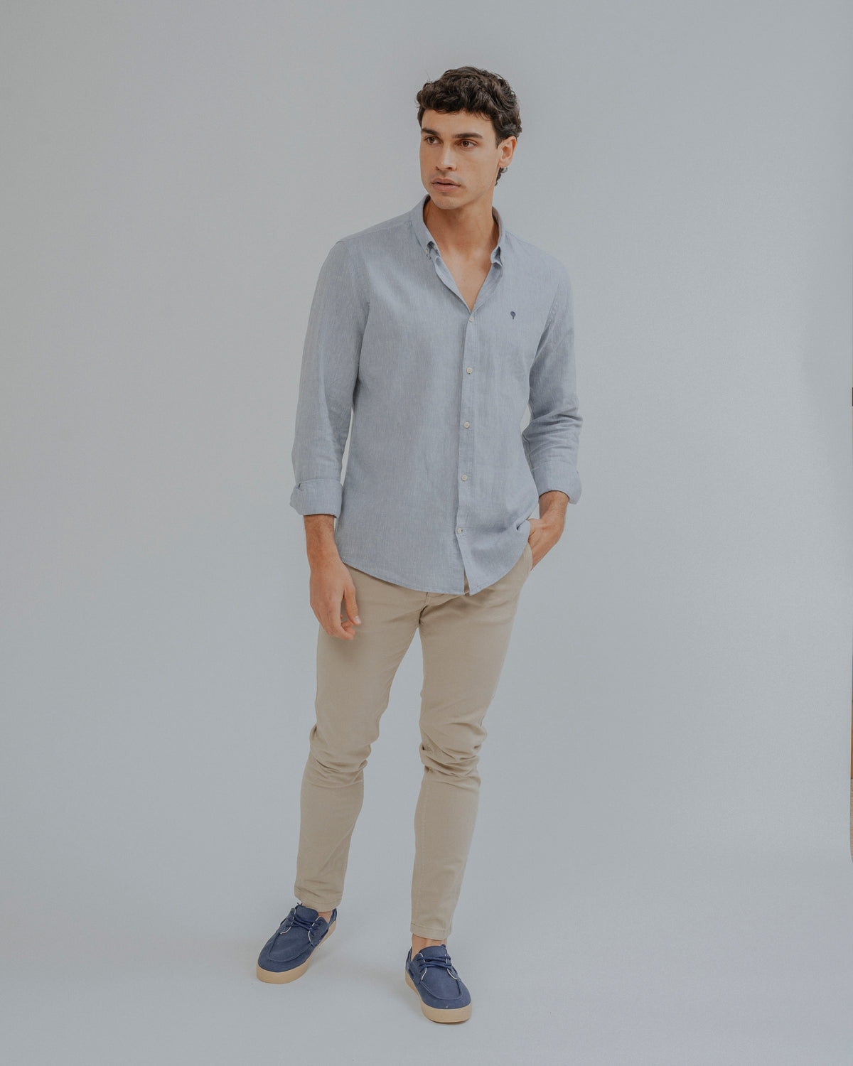 CAMISA LINO CELESTE