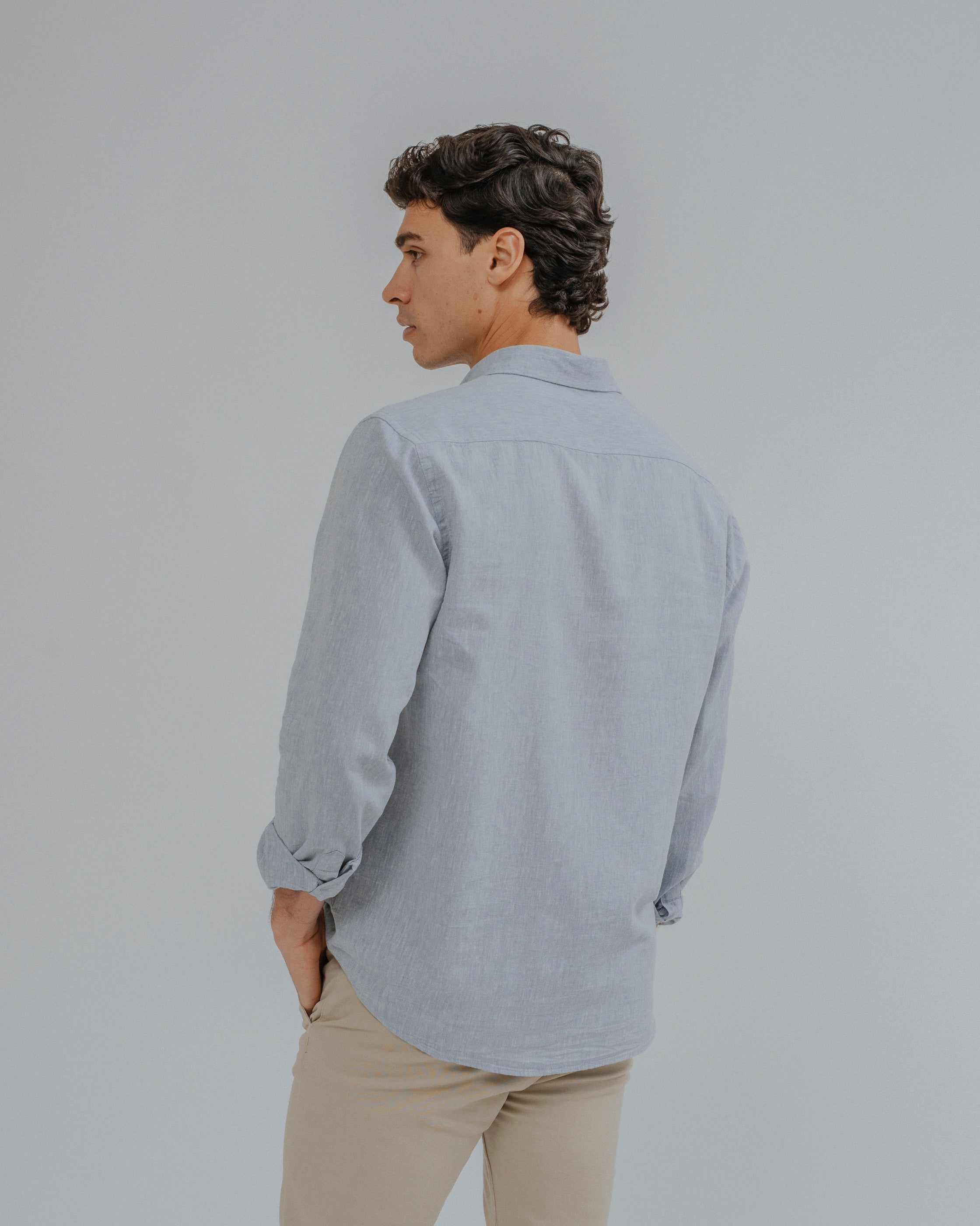CAMISA LINO CELESTE
