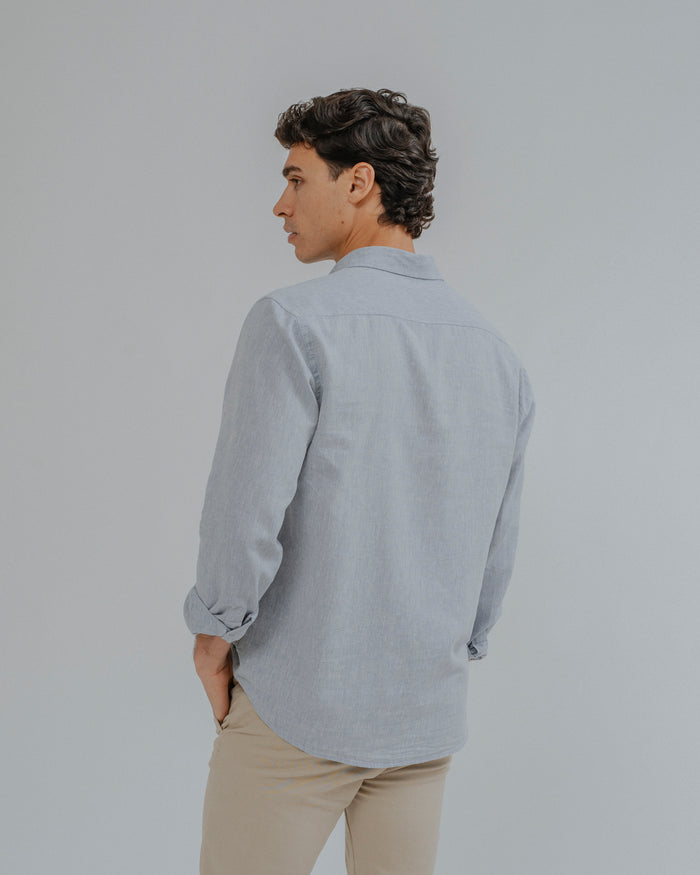 CAMISA DE LINHO AZUL-CLARO