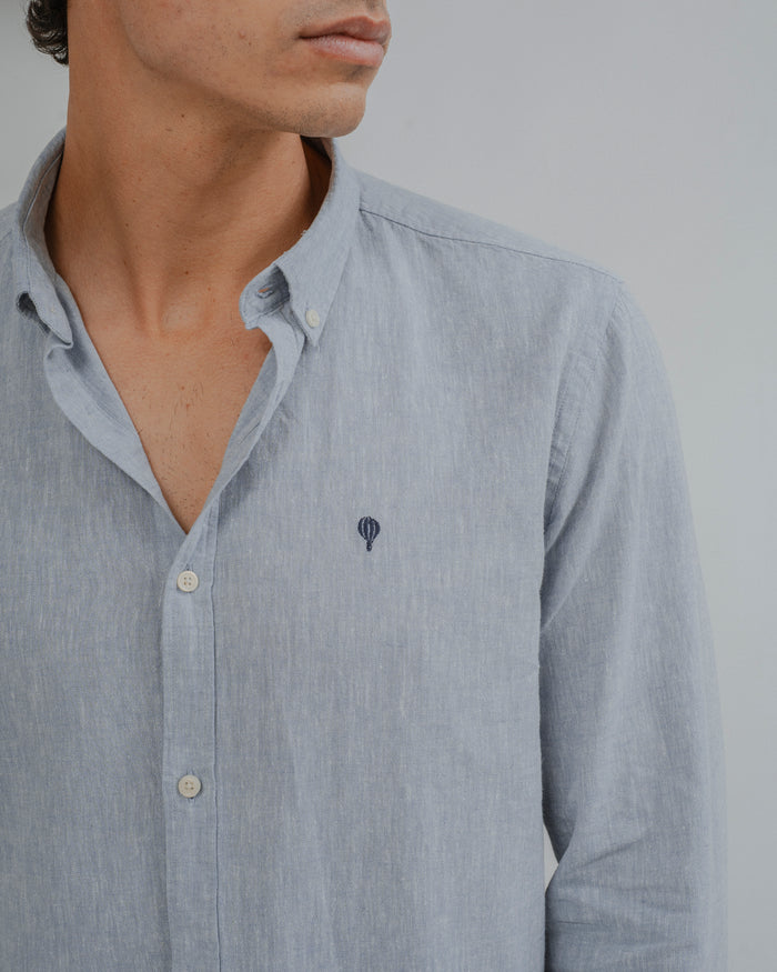 CAMISA DE LINHO AZUL-CLARO