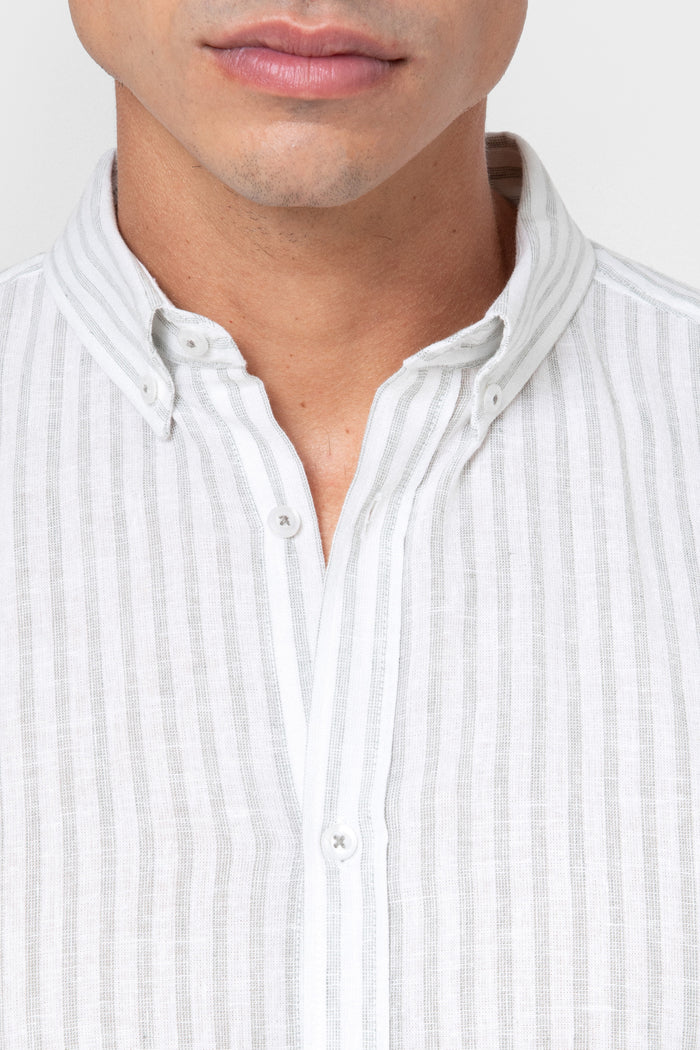 CAMISA LINO RAYA VERDE