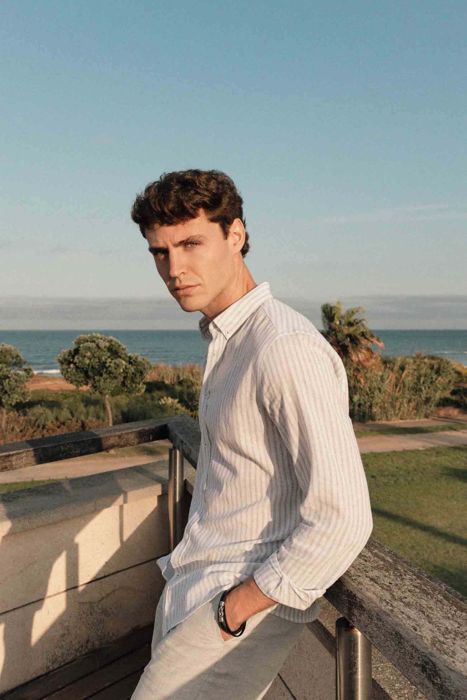 CAMISA LINO RAYA VERDE