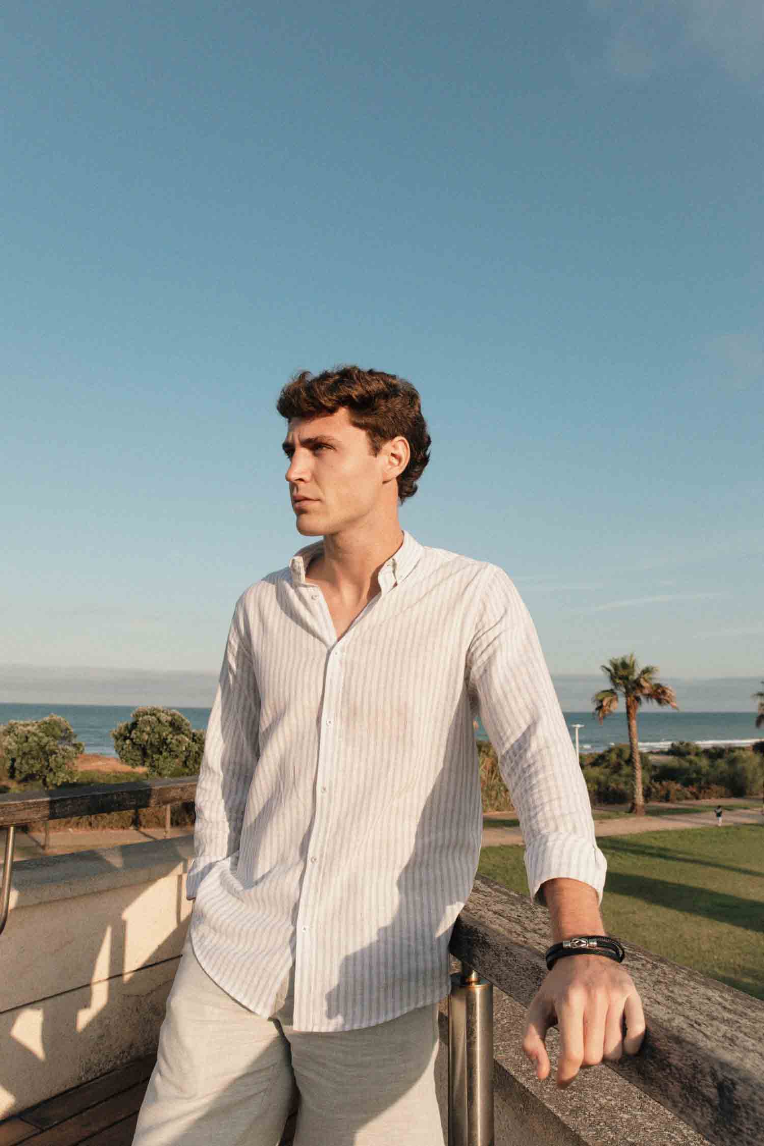 CAMISA LINO RAYA VERDE