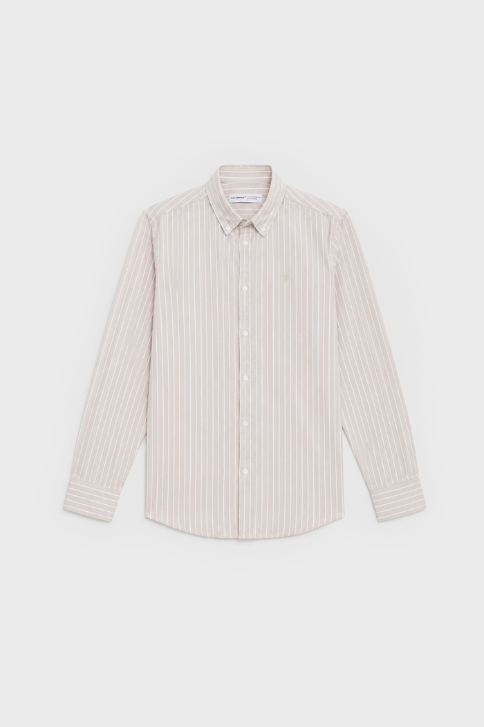CAMISA OXFORD RAYAS BEIGE