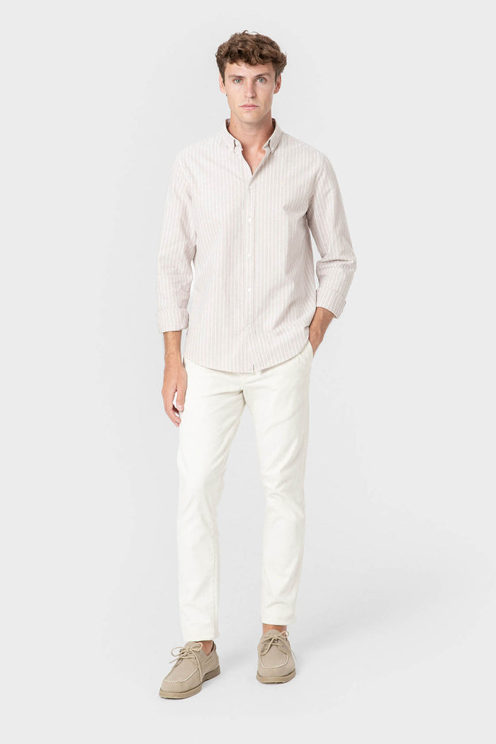 CAMISA OXFORD RAYAS BEIGE