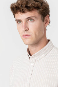 CAMISA OXFORD RAYAS BEIGE