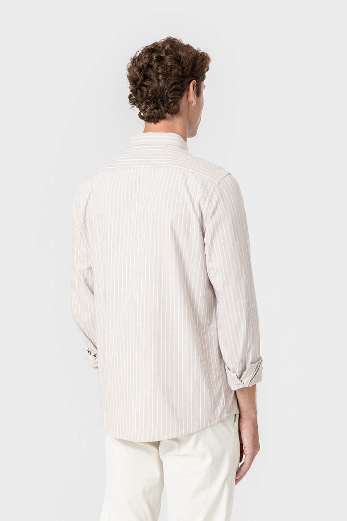 CAMISA OXFORD RAYAS BEIGE