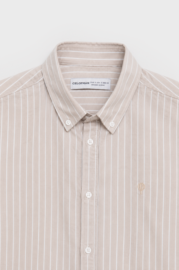 CAMISA OXFORD RAYAS BEIGE