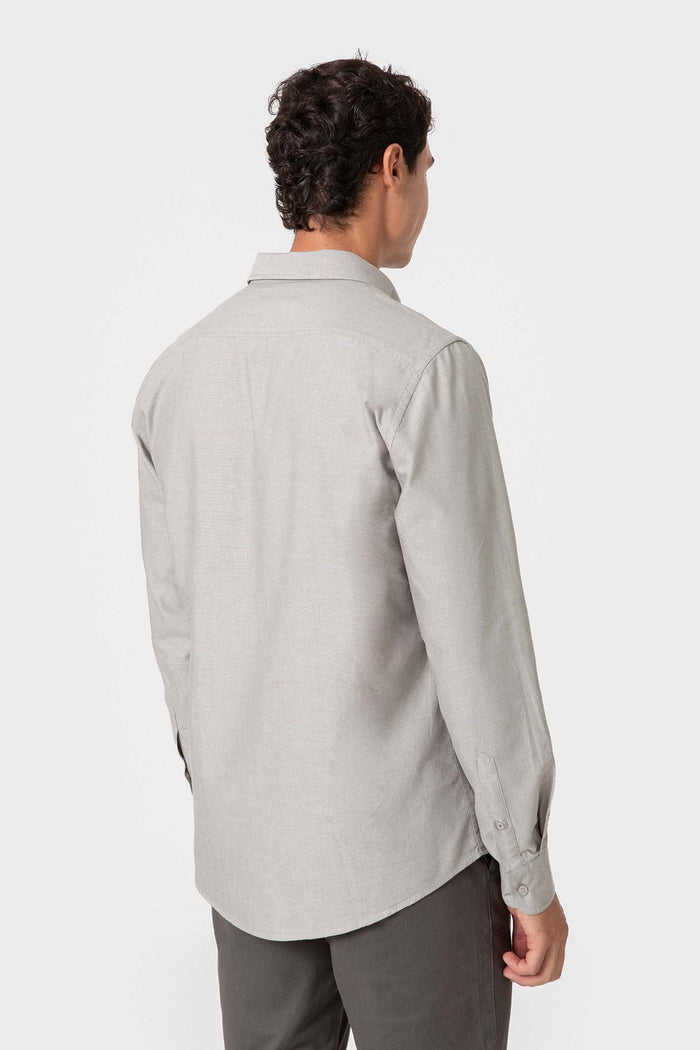 CAMISA OXFORD BEIGE GRISACEO