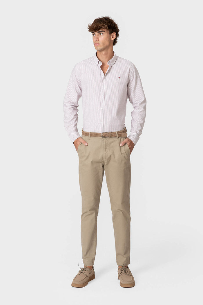 CAMISA OXFORD RAYAS BRUSHED