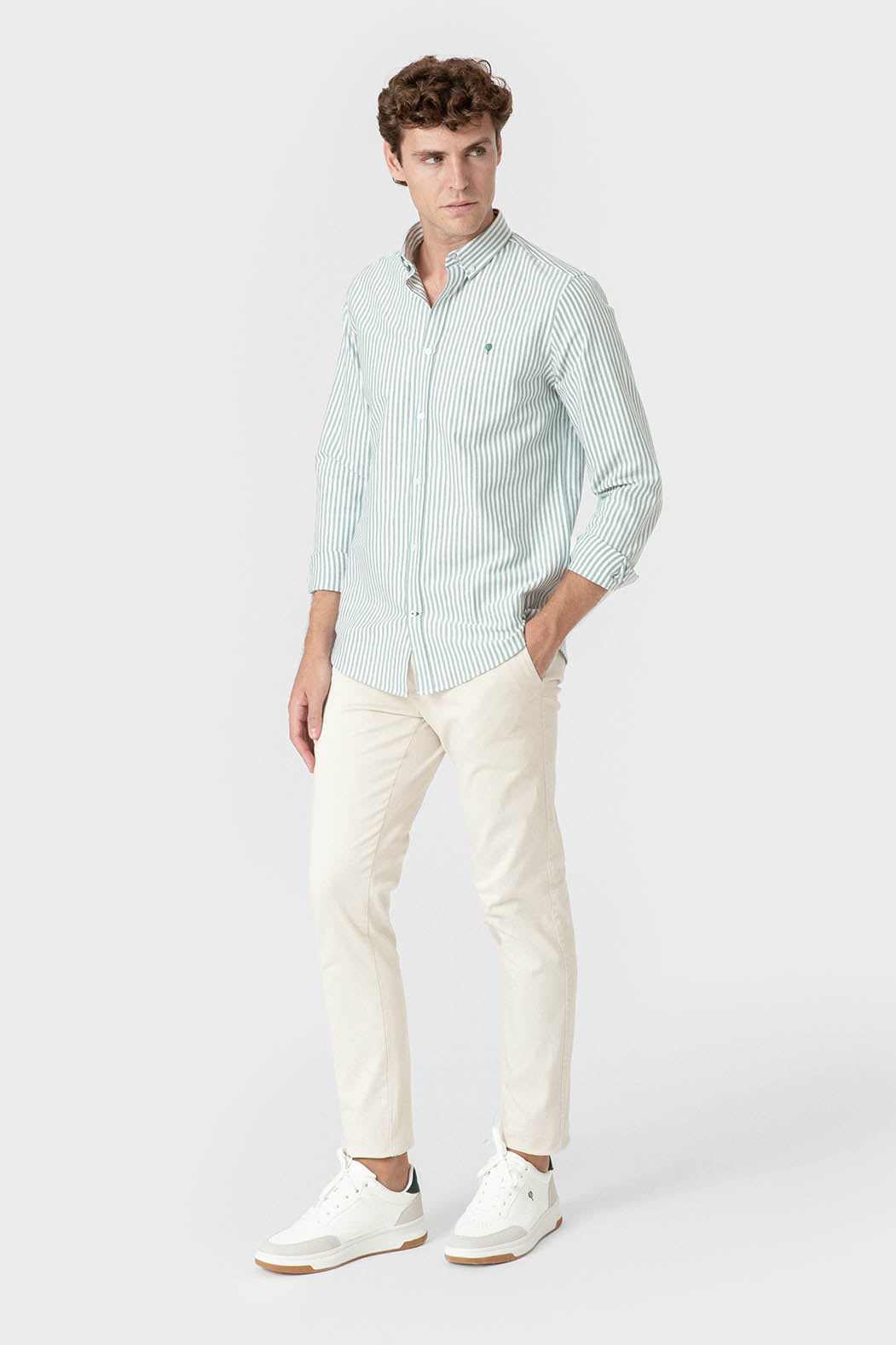 CAMISA OXFORD RAYAS VERDE
