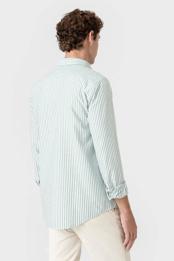 CAMISA OXFORD RAYAS VERDE