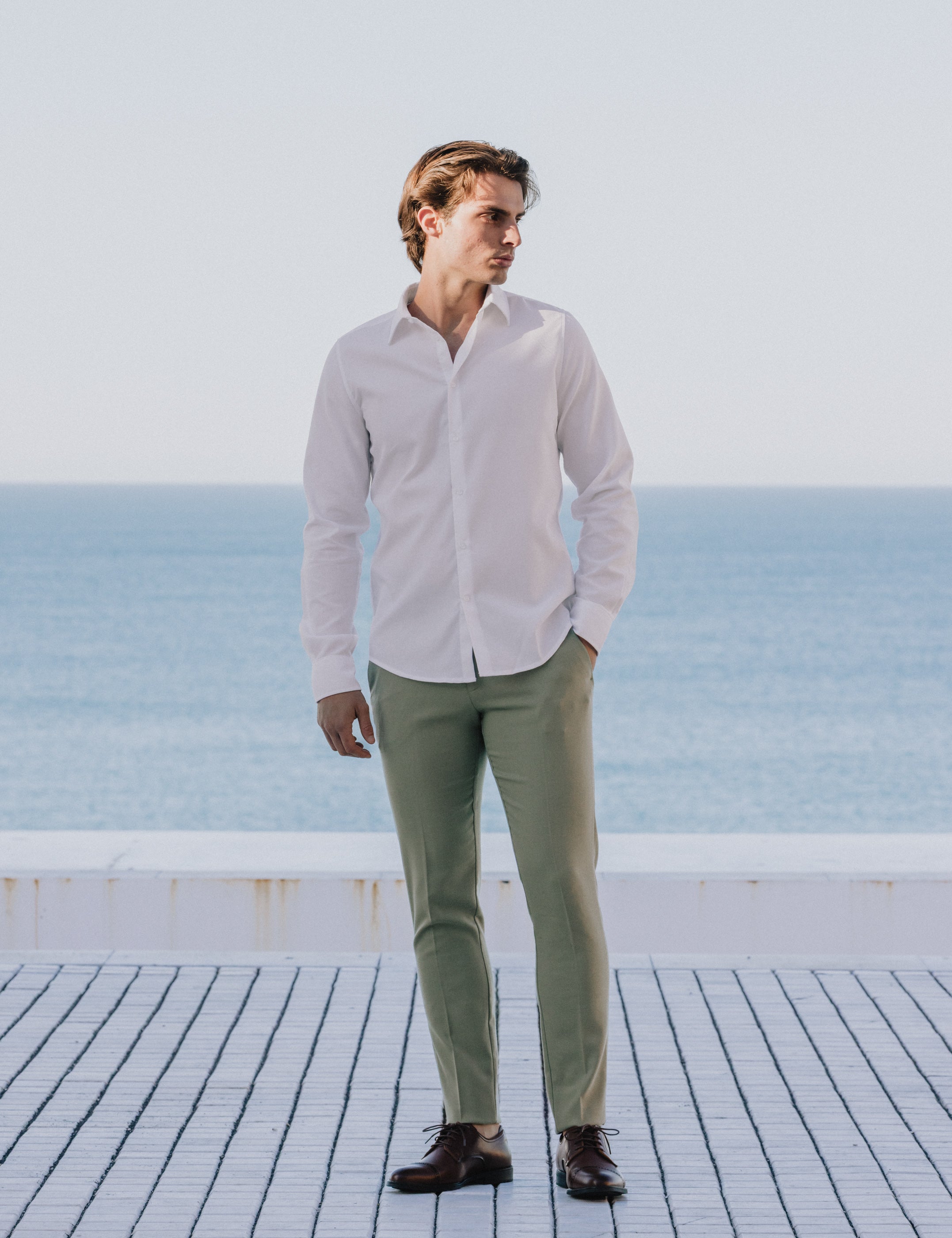 CAMISA VESTIR BROCADA BLANCA