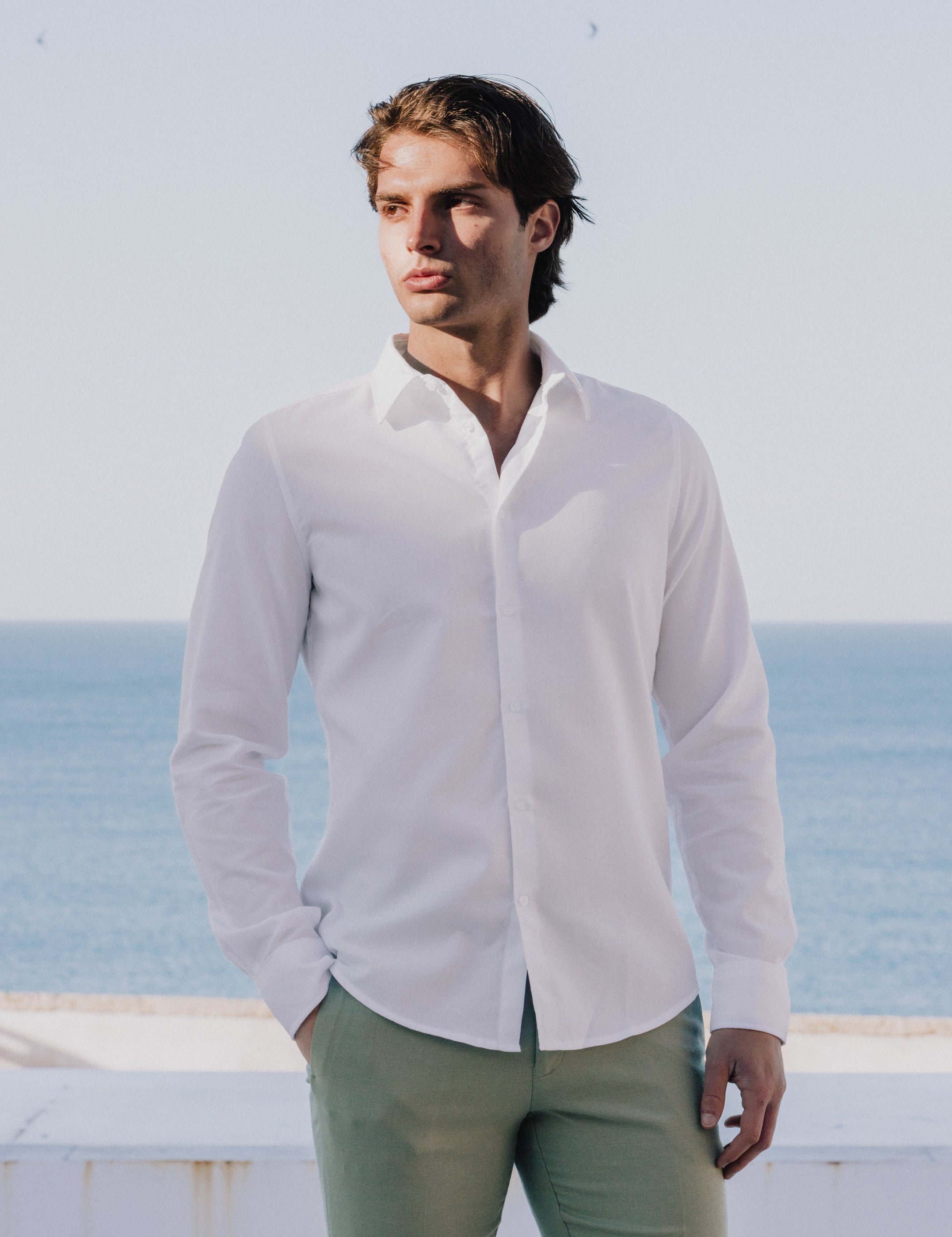 CAMISA VESTIR BROCADA BLANCA