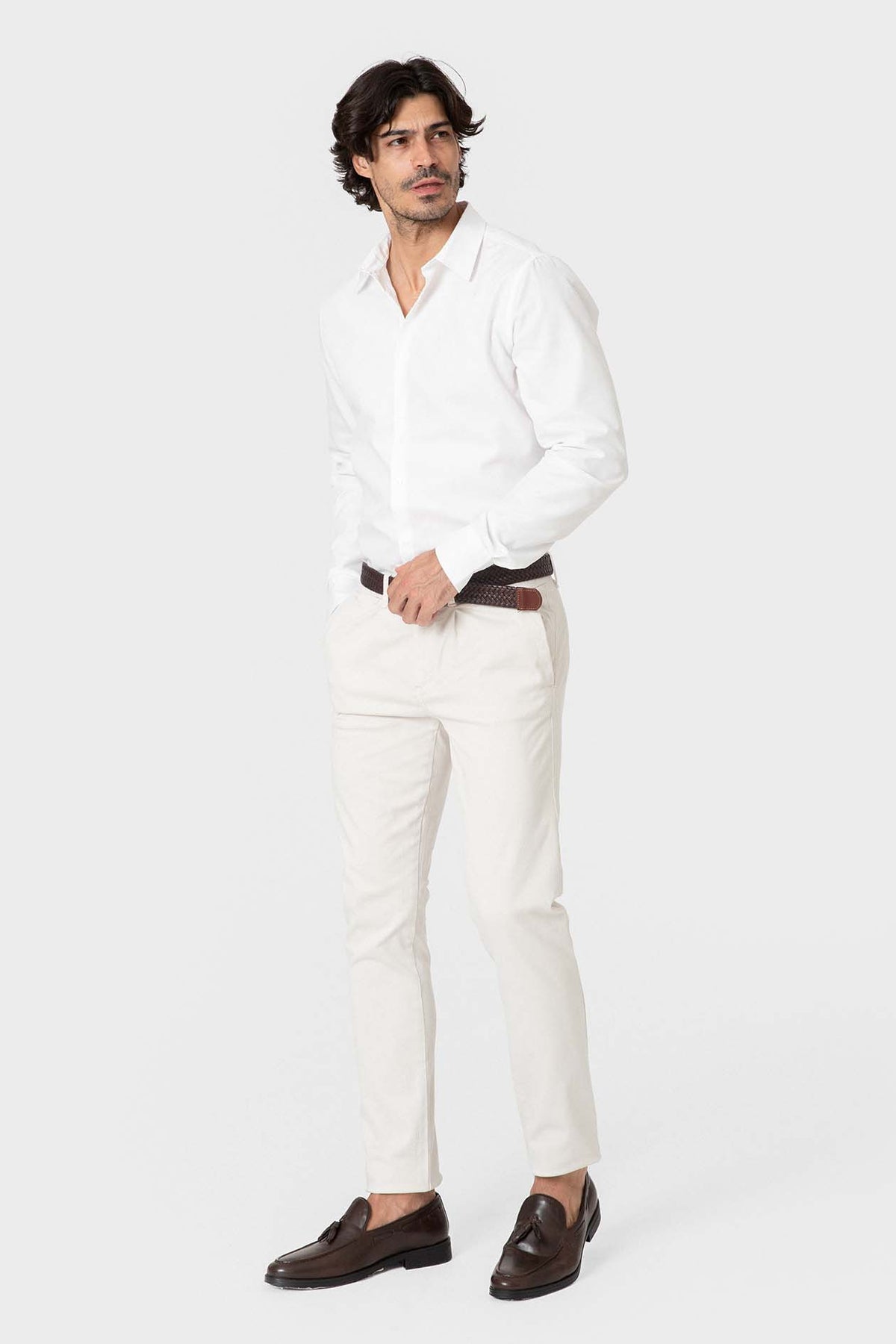 CAMISA VESTIR BLANCA BROCADO