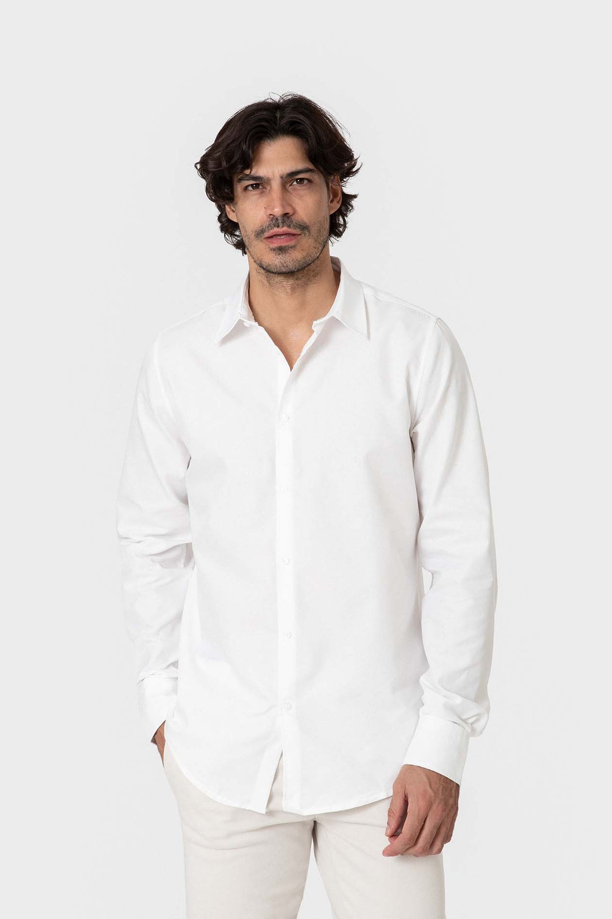 CAMISA VESTIR BLANCA BROCADO