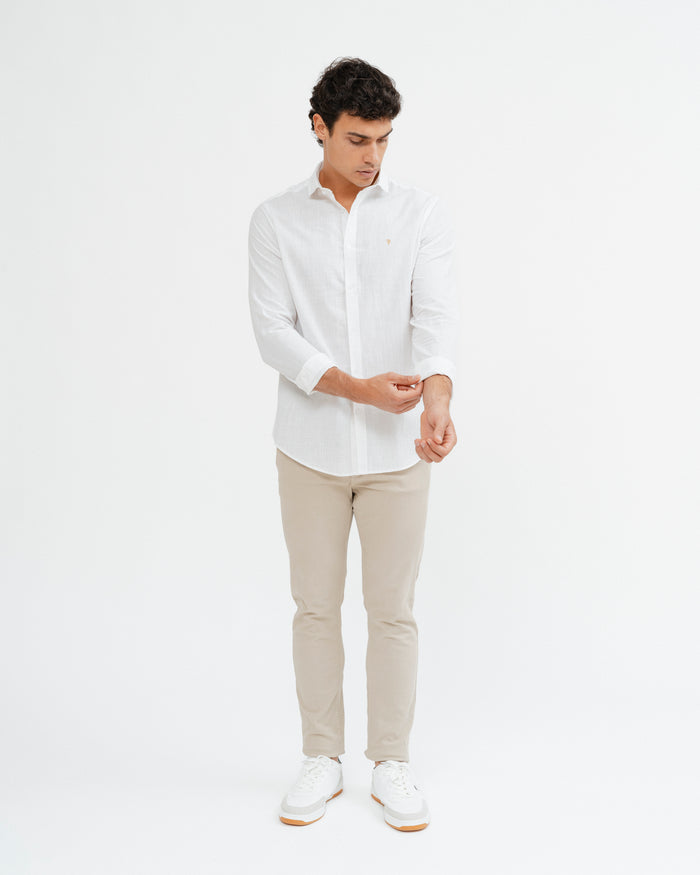 CAMISA FLAMÉ CON LINO BLANCA