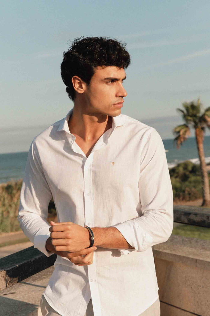 CAMISA FLAMÉ CON LINO BLANCA