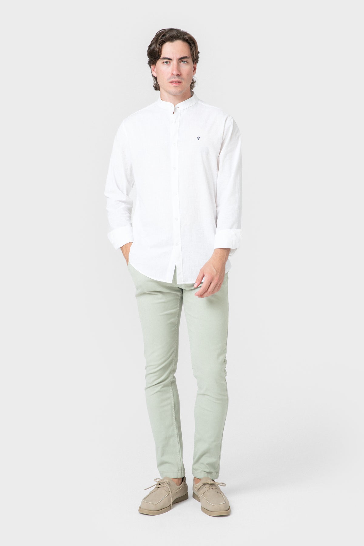 CAMISA FLAMÊ MÃO COM LINHO BRANCA