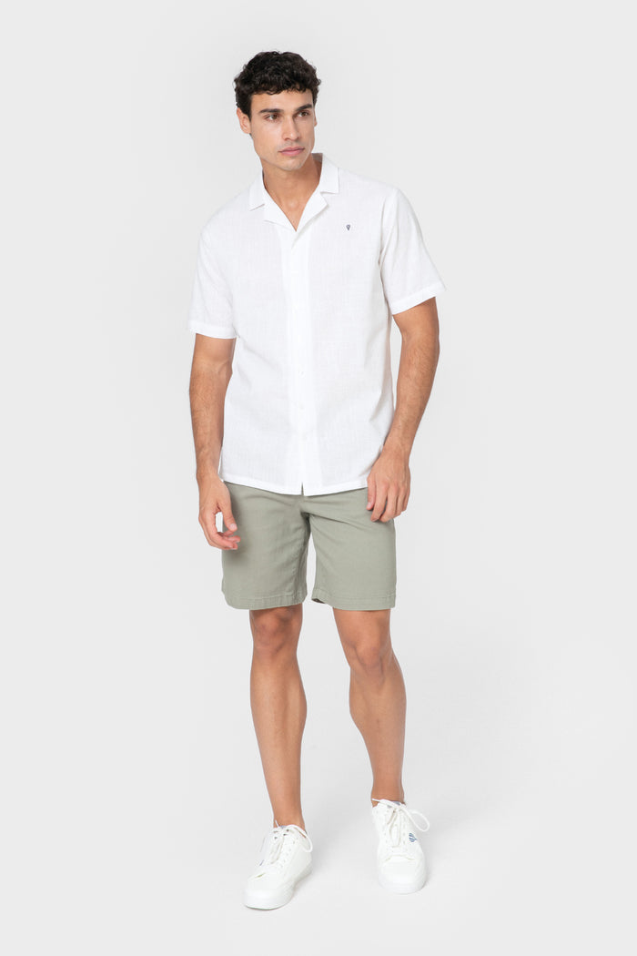 CAMISA LINO BLANCA MANGA CORTA